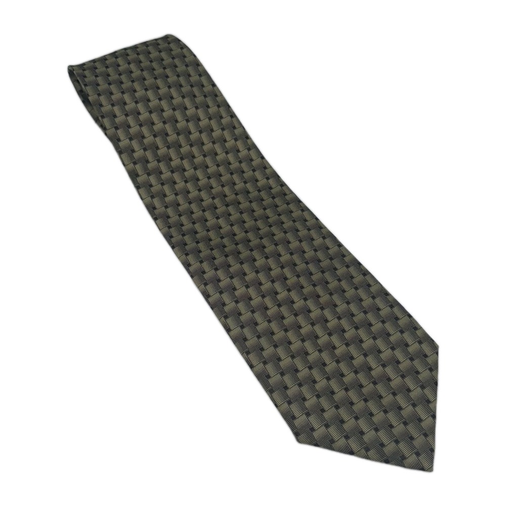 Davvero Benino Men's‎ Tie Yellow Geometric Woven Silk Vintage Workwear Business